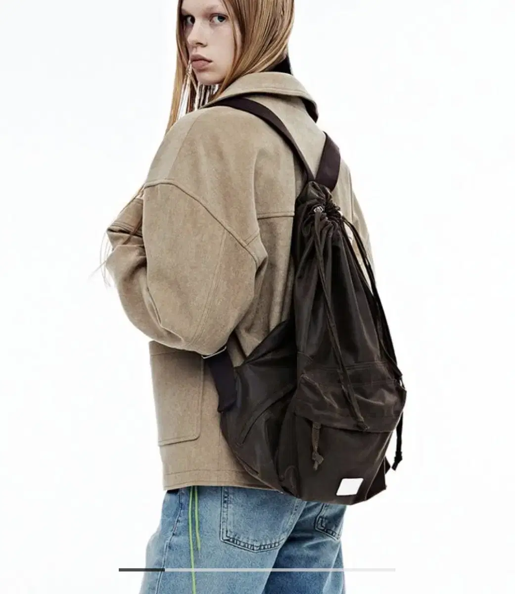 페넥-vintage drawstring backpack (브라운)